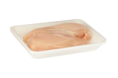 meat on compostable tray