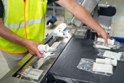 warehouse operator using sprint sidepouch bagger