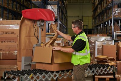 warehouse worker using equipment